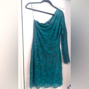 Gianni Bini Green Lace One Shoulder Long Sleeve Dress Size Small